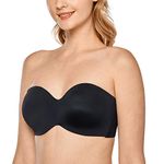 DELIMIRA Women's Strapless Bra Unlined Underwire Minimizer Plus Size Support Black 36C