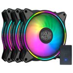 Cooler Master Master Fan MF120 Halo Duo-Ring Addressable RGB Lighting 120mm 3 Pack with Independently-Controlled LEDs, Absorbing Rubber Pads, PWM Static Pressure for Computer Case & Liquid Radiator