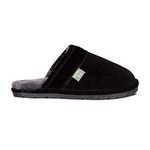 RJ's Fuzzies Mens Sheepskin Leather Lined Scuff Slippers (Black, L)