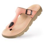 Frido Cloud Comfort Sandal for Women | Lightweight Footwear with Soft PU Cushioned Footbed | Arch & Heel Support | Anti-Skid Sole, Adjustable Buckle Strap | Women's Footwear | Peach (4 UK-37 EUR)