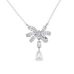 Clara 925 Sterling Silver Bow Knot Pendant Chain Necklace | Platinum Plated, Swiss Zirconia | Classy Gift for Women and Girls