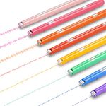 AECHY Colored Curve Pens for Note Taking, Dual Tip Markers with 5 Different Curve Shapes & 8 Colors Fine Lines, Curve Highlighter Pen Set for Kids Journaling Scrapbook Note Taking Supplies(Rainbow)