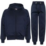 A2Z 4 Kids Plain Girls Boys Tracksuit Hoodie with Jogger Activewear Set - T.S Plain 109 Navy 11-12