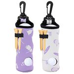 GAG GIFTS Golf Gifts for Women, 2 Pack Golf Ball Tee Holder, Print Golf Ball Carry Bag with Light Weight Hook, Portable Golf Accessories for Ladies/Girls, Golf Tee Holder Pouch (Purple)