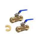 (Pack of 2) EFIELD 1/2 Inch Ball Valve for Push-Fit Valve Full Port Ball Valve Brass UPC Certified With Disconnect Clip