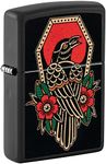 Zippo Crow Tattoo Design Black Matte Pocket Lighter