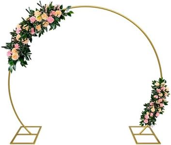 Kusamue Balloon Arch Stand Kit, 8.2ft (2.5m) Metal Round Backdrop Stand Frame Set: Half Circle Gold Balloon Arch for Birthday Party Baby Shower Wedding Graduation Decoration (Golden)