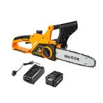 LawnMaster Cordless Chainsaw MX 24V 4.0Ah Battery and Fast Charger Included. 25cm Oregon Bar & Chain. Tool Free tensioning and Automatic oiling. Powerful Cordless Electric Chainsaw. 2 Year Guarantee