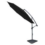 Green Bay 3m Banana Parasol Patio Sun Shade Canopy - Crank and Tilt Umbrella (Black,Parasol Base Included)