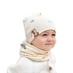 MAKFORT Cotton Newborn Baby Winter Hat and Scarf Set for 1-7 Years Newborn Baby Beanie Hat Kids Tube Cotton Loop Scarfs