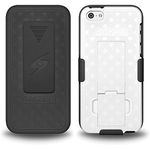 Amzer AMZ96646 Shellster Shell Holster Combo Case Cover for Apple iPhone 5C with Kickstand and Belt Clip-Retail Packaging, Black/White