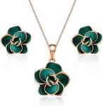 EVEVIC Rose Flower Necklace Earring