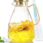 Yirilan Water Jug,56oz / 1.6 Litre Glass Jug with Lid,Glass Pitcher,Glass Carafe with Lid,Borosilicate Glass Water Jug,iced Tea Pitcher