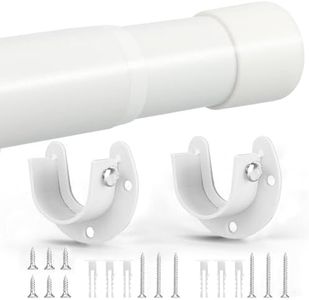 SUTINE Closet Rod, 17 to 97Inch Closet Rods for Hanging Clothes, Heavy Duty Adjustable Closet Hanging Rod Bar White Closet Poles for Wardrobes, Closet, Bathroom, Windows,1.3 Inch Diameter