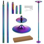 PRIORMAN Dancing Pole for Home - 45mm Spinning Dance Pole with Extension, Colorful Portable Dance Pole, Great for Bedroom, Pole Dance Studio & Pole Fitness (Colorful)