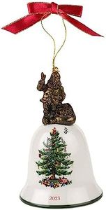 Spode Adorno anual de campana de Papá Noel para árbol de Navidad 2023 | Adornos anuales para colgar en el árbol de Navidad | Decoraciones y decoración navideña para árboles de Navidad - 4.5 pulgadas