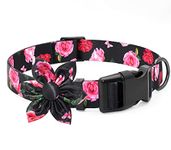 Rose Black Dog Collars for Small Dogs Dog Collar with Flower Bow Tie Fancy Personalized Dog Collar for Puppy Small Dogs Best Birthday Gift for Your Furbaby Coliers Pour Chien.