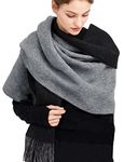 GERUNSI Cashmere Scarf Women Oversized Pashmina Shawls Wraps 2 Tone Solid Color for Autumn Winter 78"x27" Gray