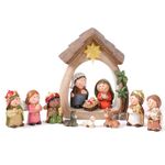 ESSECMBS Light Up Christmas Nativity Scene Silhouette Holy Family Figurine Set Resin Jesus Christ Statues Tabletop Ornament Christmas Decorations Indoor (Colorful, One Size)