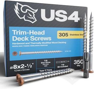 US4 - #8 x 2-1/2" Cedar Stainless Steel Trim Head Screws | Self-Drilling Screws for Decking, Flooring & Siding | T15 Star Drive | 305 Stainless Steel (350, #8 x 2.5 Inches)
