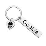 BEKECH GoaLie Keychain Lacrosse GoaLie Gift Goalkeeper Keychain Lacrosse Jewelry LAX Player Gift Lacrosse Player Goalie Gift (Silver)