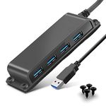 4-Port USB 3.0 Portable Desk Hub,Fixable USB Data Hub 3.0 with 3.3ft/100CM Cable for MacBook, Mac Pro/Mini, iMac, XPS, Surface Pro, Notebook PC, USB Flash Drives, Mobile HDD,Computer and More NEW