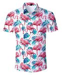 Cozople Flamingo Shirt for Men Casual Button Down Shirt Short Sleeve Aloha Shirt for Beach Vacation