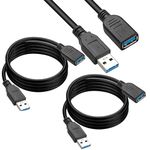 Storite 2 pack 1.5M Black USB 3.0 Male To Female Extension Cable SuperSpeed 5GBps Extension Cable Data Transfer for Keyboard, Mouse, Flash Drive, Hard Drive, Printer and More