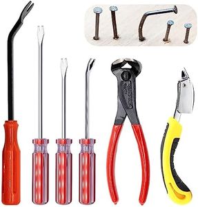 Yauhar 6Pcs Upholstery Staple Remover Tool with 7'' End Cutting Pliers, Tack Puller Lifter and Staple Removal Tool Quickly and Easily Extract Nails Set for Photo Frame Carpet Floor Furniture