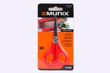 Munix SL-1143 108 mm / 4.2" Stainless Steel Scissors | Pointed Tip with Shock Proof Body | Ergonomic & Soft Handles for Easy Handling | Red, Pack of 6 - Color May Vary