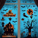 Yusongirl 99 Pcs Halloween Window Clings Double Sided Halloween Window Stickers Scary Skull Skeleton Witches Ghost Bat Pumpkin Decals for Halloween Decorations Indoor Party Supplies