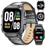 Military Smart Watch for Men(Answer/Dial Calls),1.96'' Big Always-On AMOLED Display,100+ Sports Modes,Healthy Monitor,Large Capacity Battery with 2 Bands,Outdoor 5ATM Waterproof Watch for Android iOS