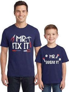Boys Mr Break Father Son Matching Shirts Daddy and Me (9) Blue