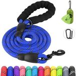 Joytale Rope Dog Leash 5/6 FT with Convenient Poop Bag Holder, Heavy Duty Nylon Braided Dog Leash, Highly Reflective Threads Dog Leashes for Small Medium Dogs, Navyblue, 6'×3/8''