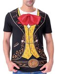 Funny World Men's Mexican Mariachi Costume T-Shirts (L, Black)