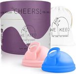WE KEEO Reusable Menstrual Discs - 100% Medical-Grade Silicone Period Disc -Leak-Free 12-Hour Comfort - Eco-Friendly Tampon Disc Pad & Cup Alternative (Light Pink & Blue)