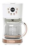 Haden 75092 Heritage Coffee Maker 12 Cup Coffee Machines with Glass Carafe, Innovative Programmable Vintage Retro Home Countertop 12 Cup Coffee Makers, Ivory/Copper