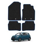 Hyundai i10 (2014-2020) Car Mats Accessories Tailored Fit Carpet Floor Mats Non Slip Blue Trim Full Coverage Compatible Accessory Granulated Backing Front Rear Set Anti Slip Hand-Finished Clips