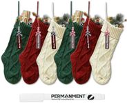 janbrm 6PCS Christmas Stockings, 18inch Large Personalized Cable Knitted Xmas Hanging Stocking Decorations with Name Tags for Holiday Christmas Party Family Decor (6 Pack-Set C)