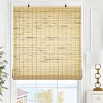 LazBlinds Cordless Bamboo Blinds, Bamboo Roll Up Shades for Windows, Light Filtering Hanging Window Blinds and Shades for Patio Indoor/Outdoor Porch - Blinds Size: 35 1/5'' W x 72'' H, Petite Rustique