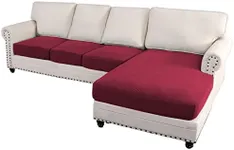 H.VERSAILTEX Sectional Couch Covers 4 Pieces Sofa Seat Cushion Covers L Shape Separate Cushion Couch Chaise Cover for Both Left/Right Sectional Couch (Seat Only: 1 Chaise + 3 Sofa, Burgundy)