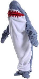 Yaruing Shark Wearable Blanket, Flannel Blanket Hoodie Onesie for Adult & Kids,Hooded Blanket with Sleeves, Soft Cozy Cosplay