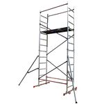 Aluminium Scaffold/Scaffolding Tower/Towers DIY Home Master 5m Working Height and 2 x Outriggers Massive 150kg Duty Rating with Free Colour Coded Braces and Fully Welded Frames - Brand New UK Design