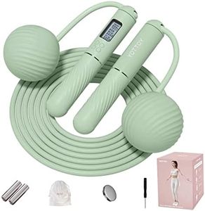 YOTTOY Cordless Jump Rope with Counter - Ropeless Jump Rope 2 In 1 with Large Cordless Ball-Weighted Jump Rope for Women with LCD Display and Tangle-Free-Ideal for Cardio, Crossfit, and HIIT Workouts