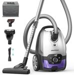 Aspiron Canister Vacuum,1700W/45KPA Bagged Vacuum Cleaner,5L Large Capacity,Auto Cord Rewind,HEPA Filter,Low Noise,8M Cleaning Radius,Variable Power Control,Easy to Push,Hard Floor,Carpet,Car