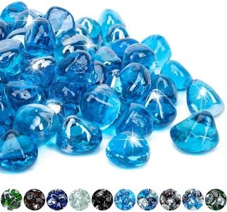 Mr. Fireglass 10 Pounds Blended Fire Glass Diamonds for Fireplace Fire Pit & Lanscaping - 1 inch High Luster Caribbean Blue Fire Rocks