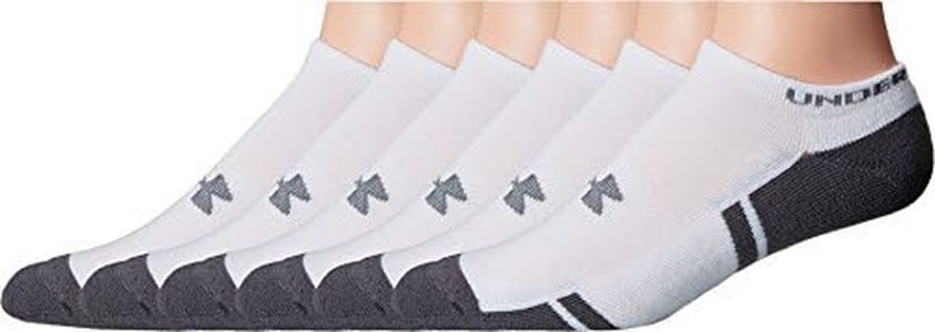 Under Armour Men's Synthetic Resistor 3.0 No Show Socks (White/Graphite, Medium) - 6 Pairs