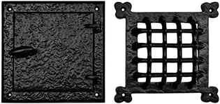 Akatva Rustic Speakeasy Door Grill – Window Iron Grill – Iron Speakeasy Grill – Black Window Security Grill – Heavy Duty Decorative Security Window Grille – Black Door Grill with Back Plate