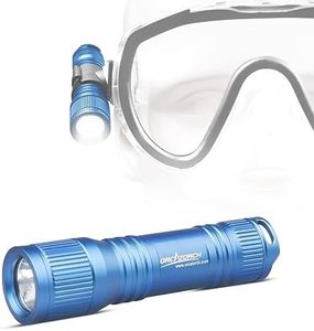 ORCATORCH D560 Mini Scuba Dive Light Headlamp Rotary Switch Underwater Torch with 360 Degrees Rotatable Mask Clip, Backup Batteries, Lanyard, O-Rings (Not Included Snorkel Mask) (Blue)