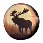 Dujiea Wild Moose Nature Landscape Spare Tire Cover, Universal Wheel Tire Cover Waterproof Dust-Proof Tire Protectors for Jeep Trailer Rv Van SUV Truck Camper and Many Vehicle 14 15 16 17 Inch